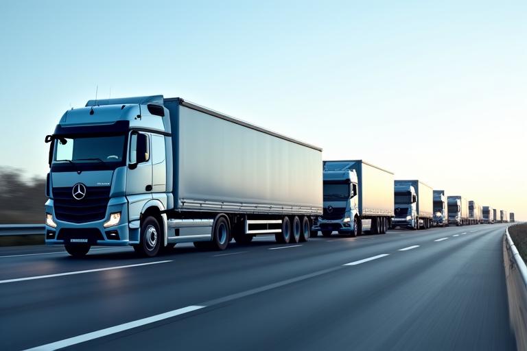 LKW-Flotte auf einer Schweizer Autobahn