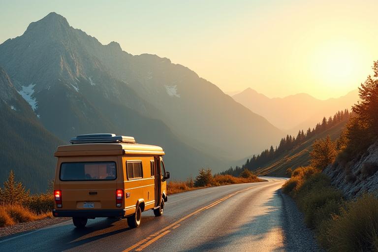 Wohnmobil auf einer Alpenstraße